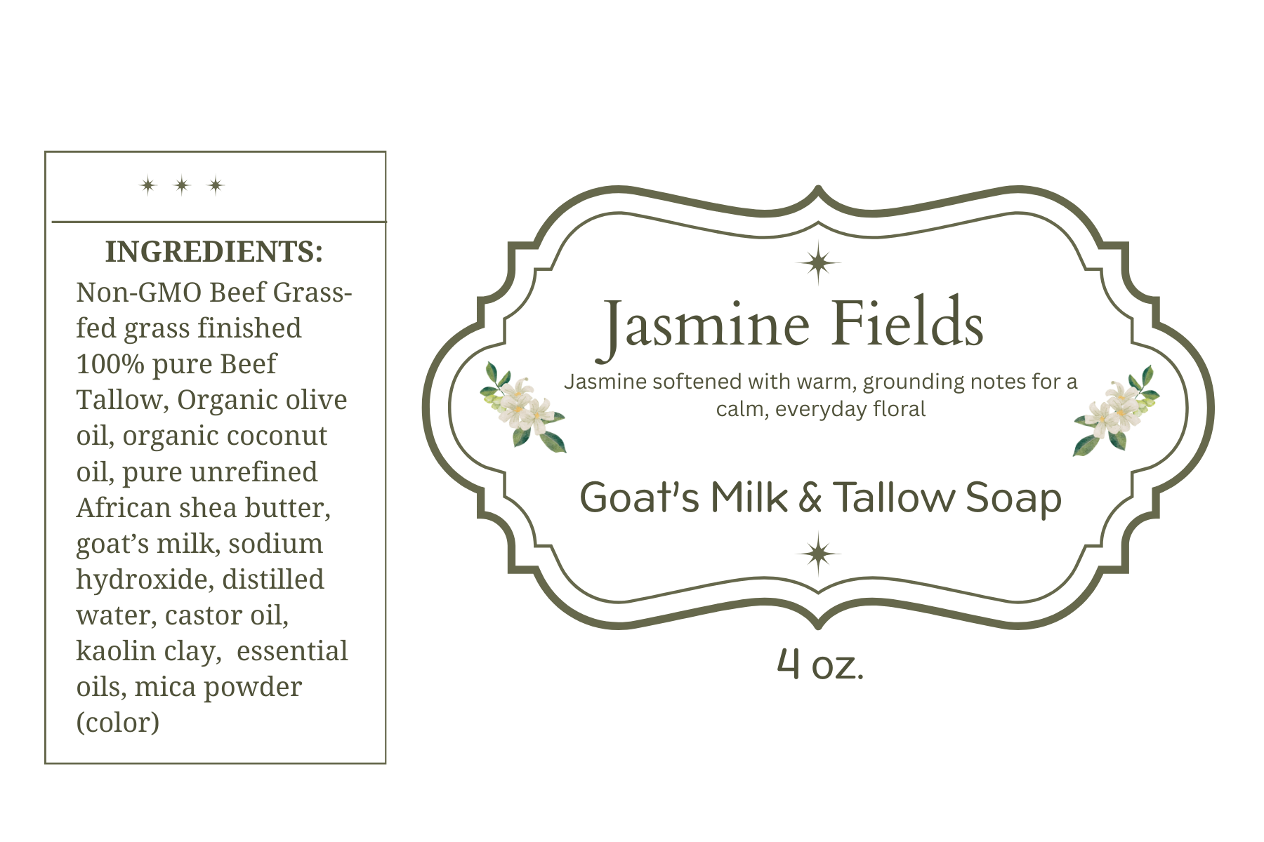 Goat's Milk & Tallow Soap - Jasmine Fields