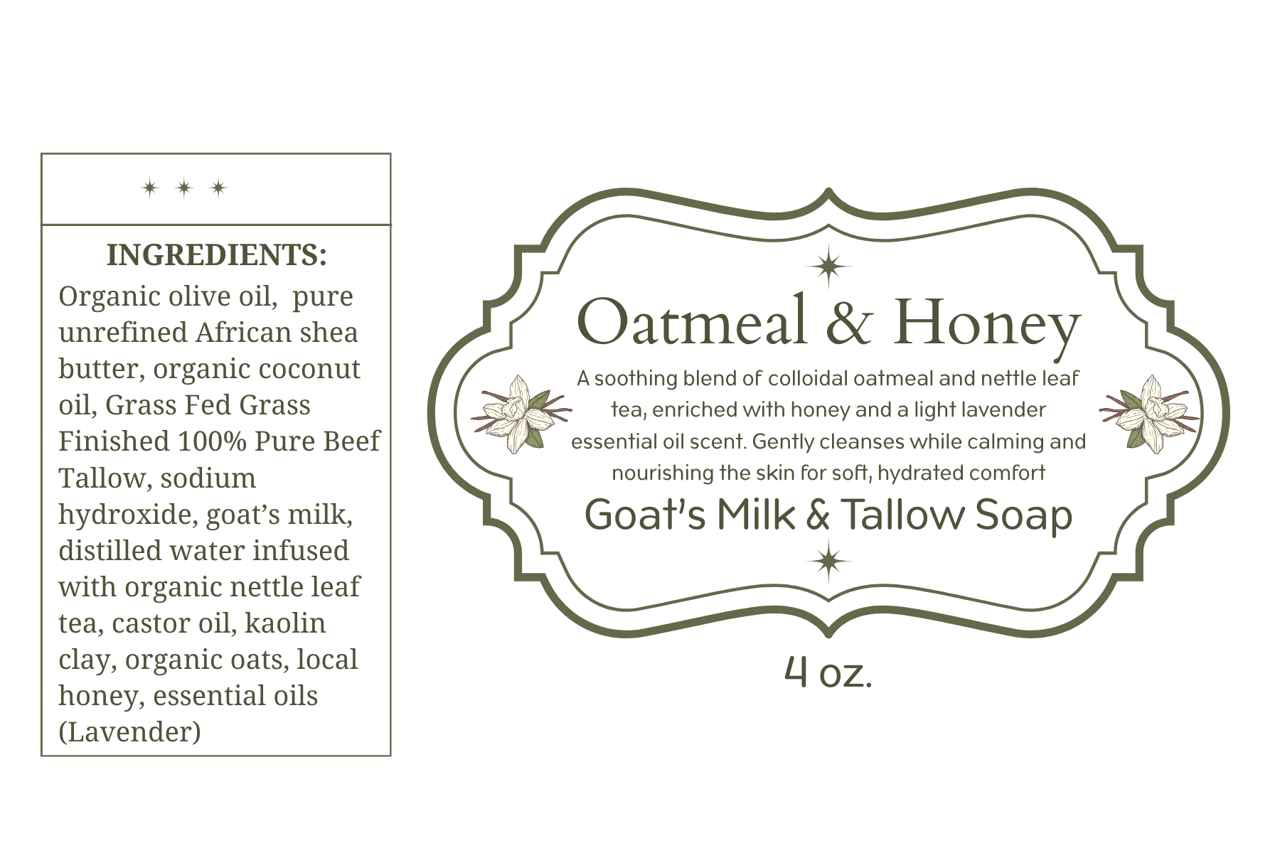 Goat's Milk & Tallow Soap - Oatmeal & Honey