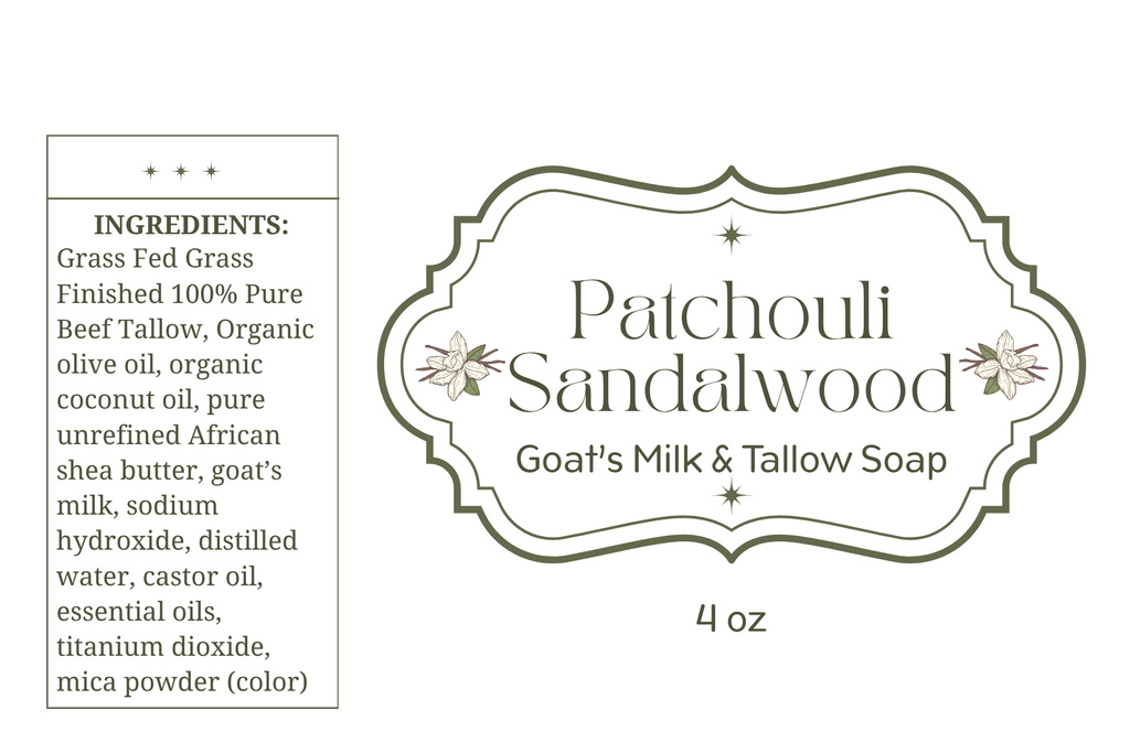 Goat's Milk & Tallow Soap - Patchouli Sandalwood