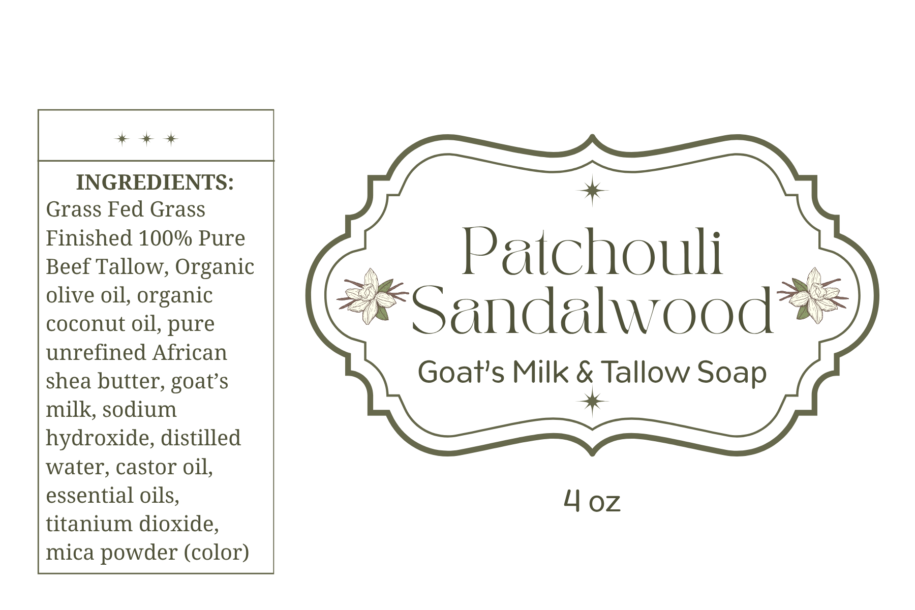 Goat's Milk & Tallow Soap - Patchouli Sandalwood