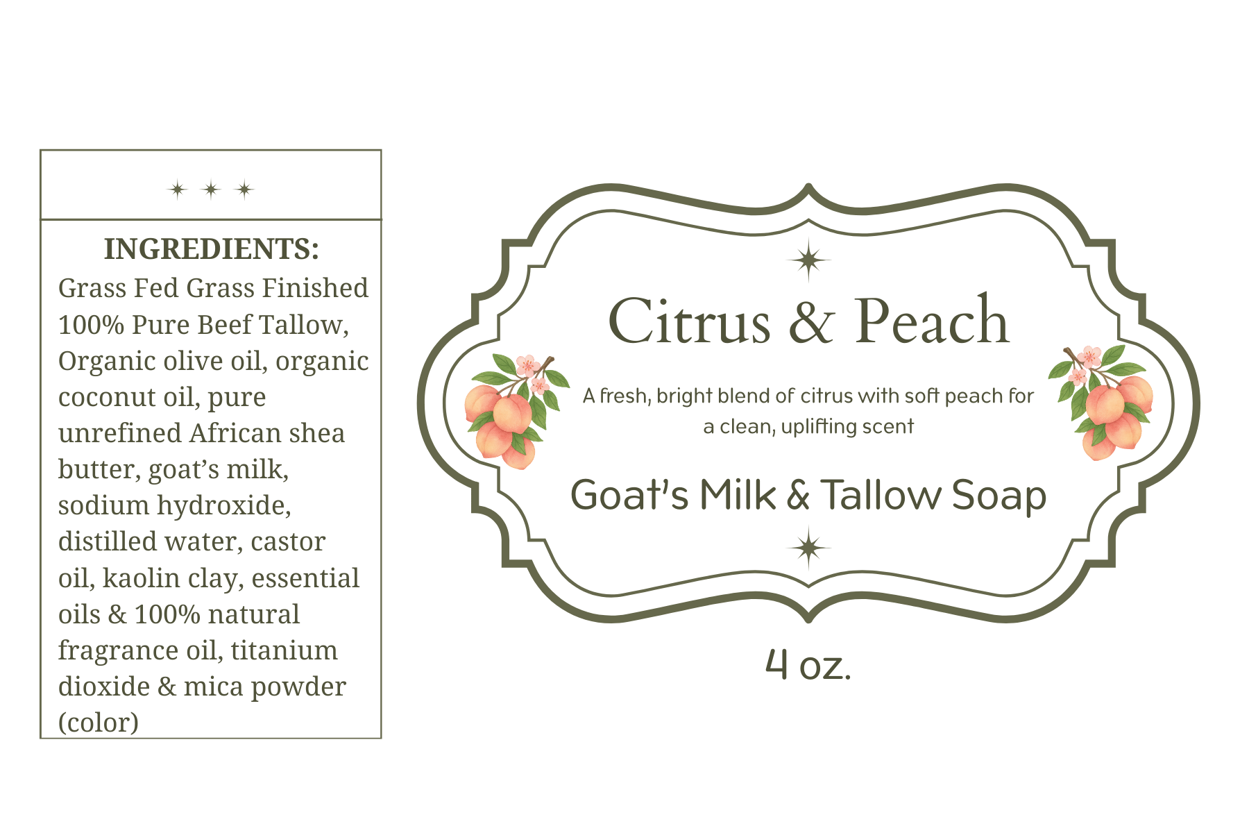 Goat's Milk & Tallow Soap - Citrus & Peach